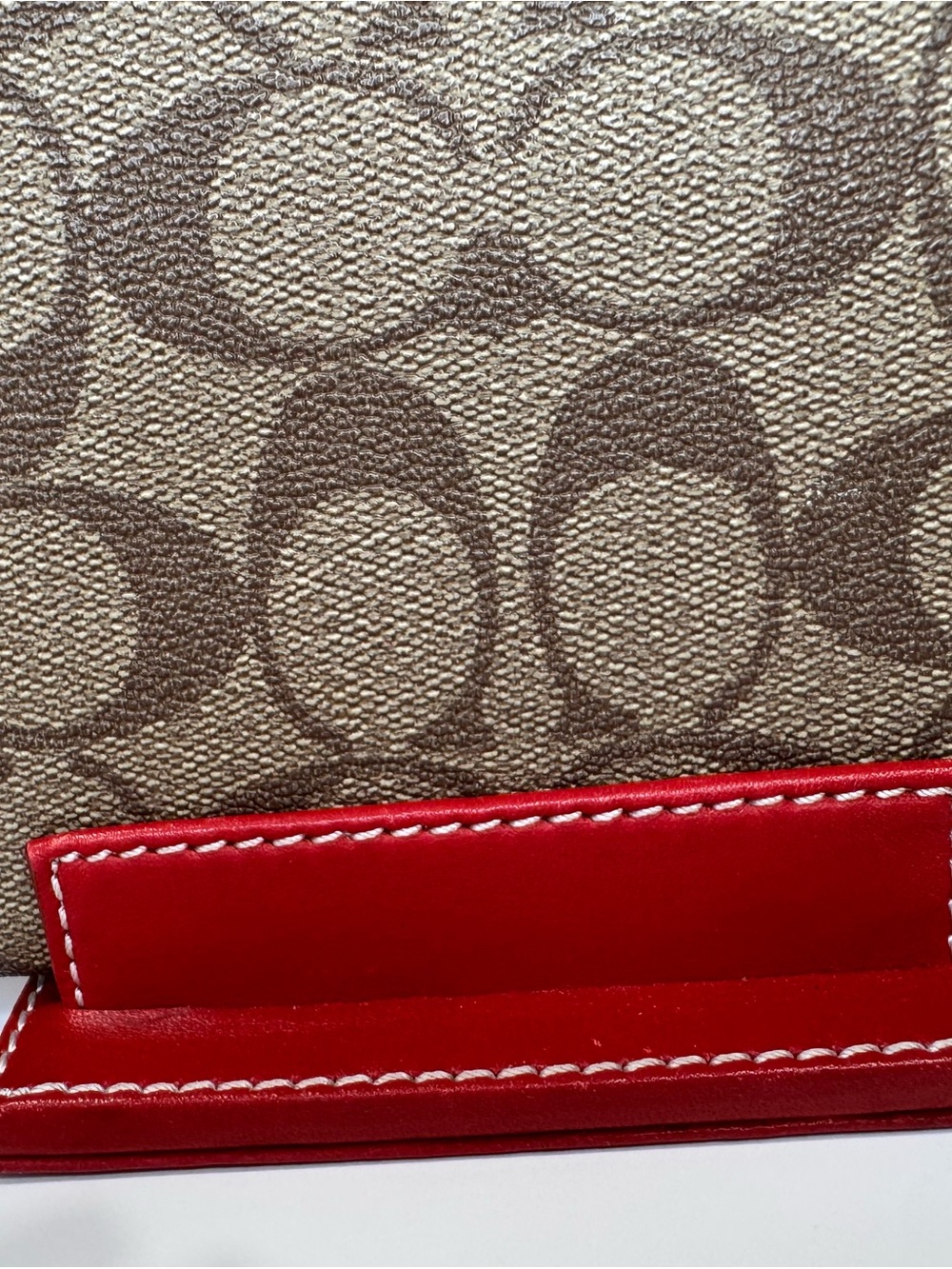 Coach Canvas Wallet with Burgundy metallic exterior card pocket - Picture 4 of 13